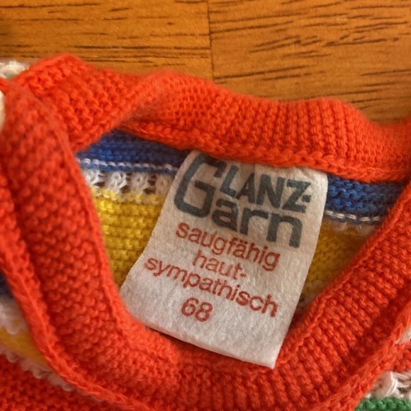 Glanzarn Baby Size 3-6 Months (68cm) German Vintage One Piece Striped Footies - Picture 3 of 9